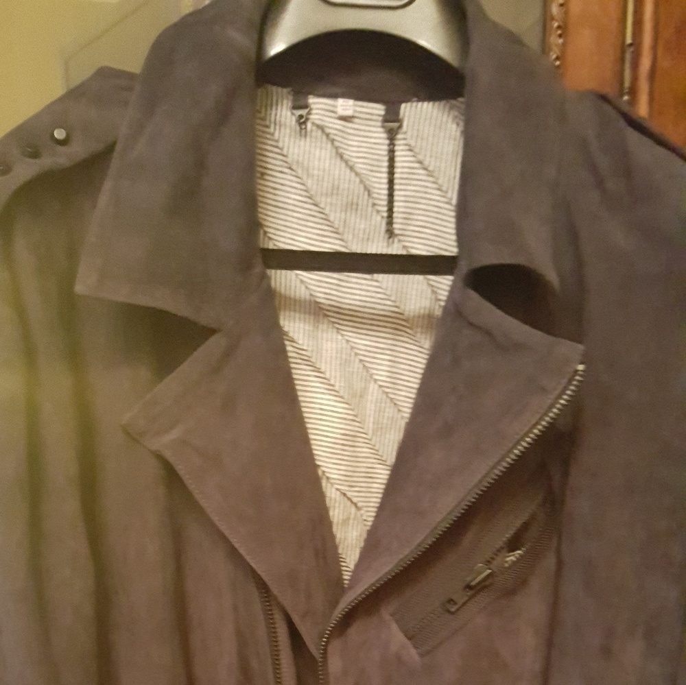 Size XXL dark navy blue suede biker jacket